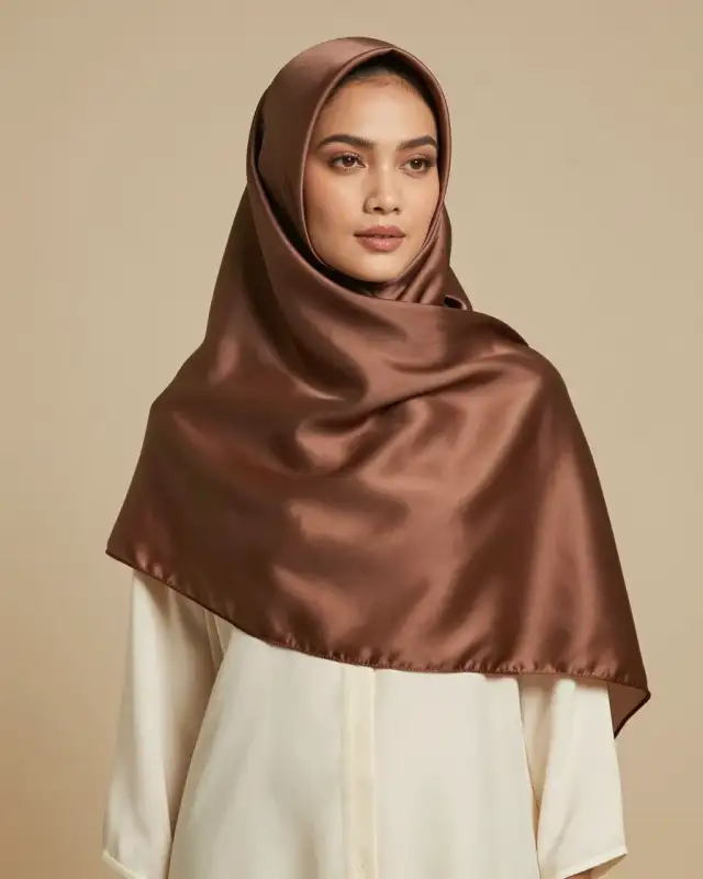 Pashmina Satin Silk Mahogany Glow